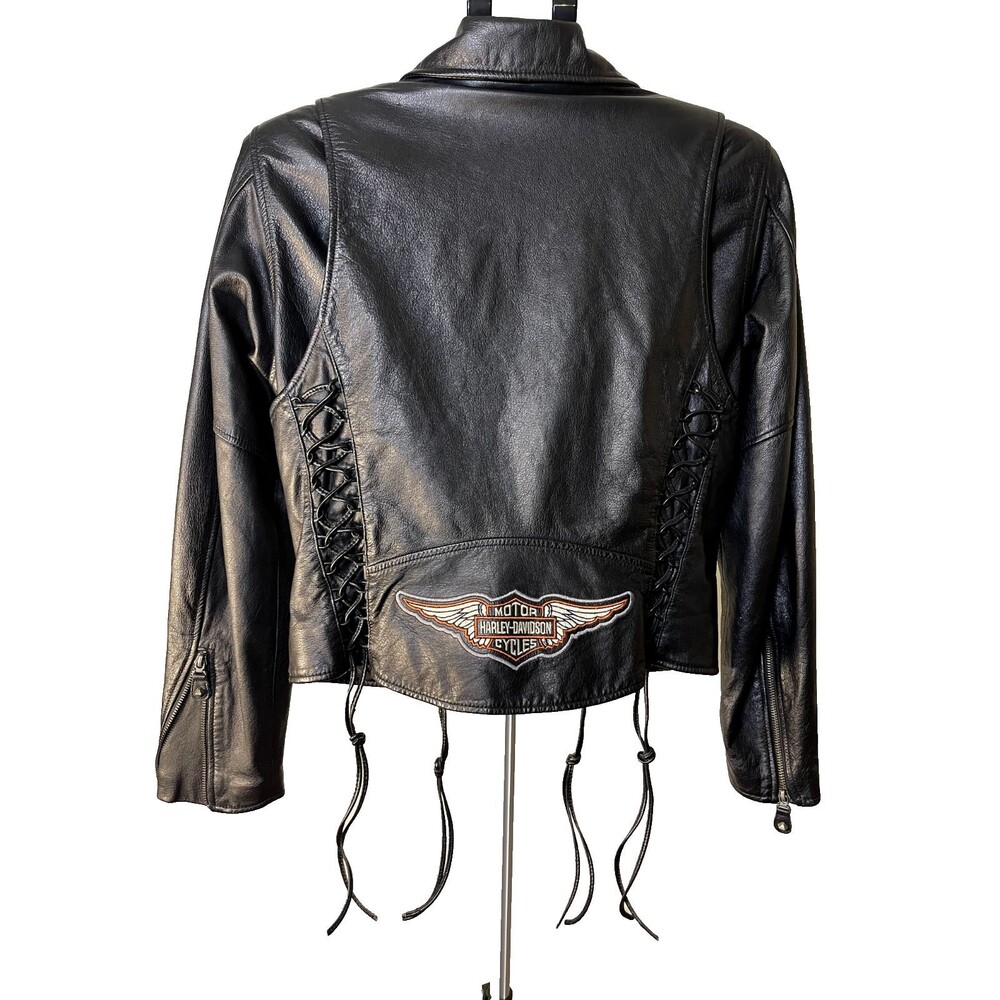 Harley Davidson‎ Riding Jacket 2000 Women Medium Lace-up Corset leather - Picture 2 of 16